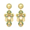 Gloria clip-on earrings in gold metallic resin and green crystals