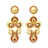 Gloria clip-on earrings in gold metallic resin and crystals - red