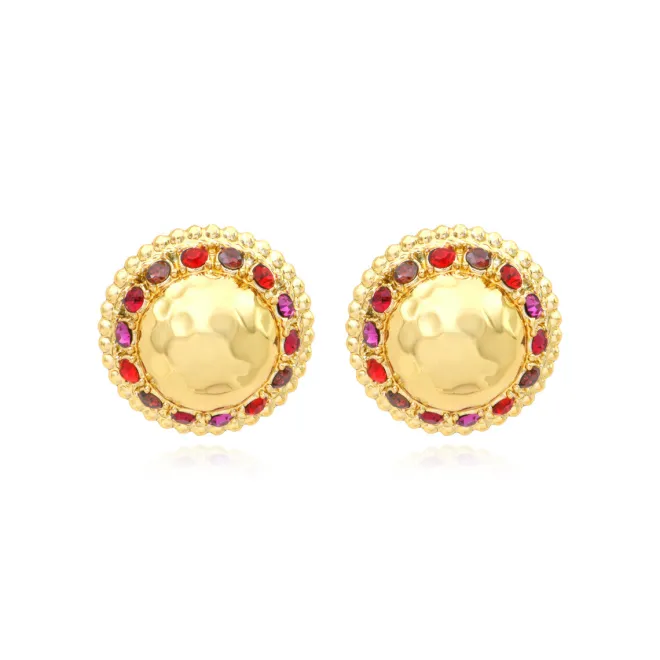 Gloria thin clip-on earrings - red