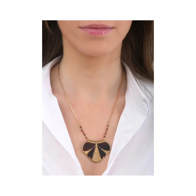 Hawaiian Delicate Pendant Necklace - Black and Gold