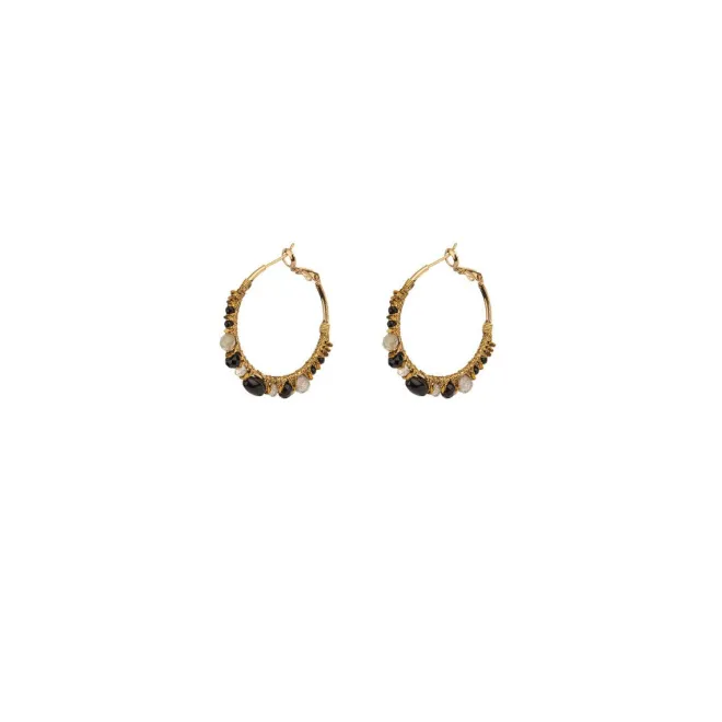 Iancura thin hoop earrings - black