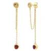 Lhasa long stud pierced earrings - red
