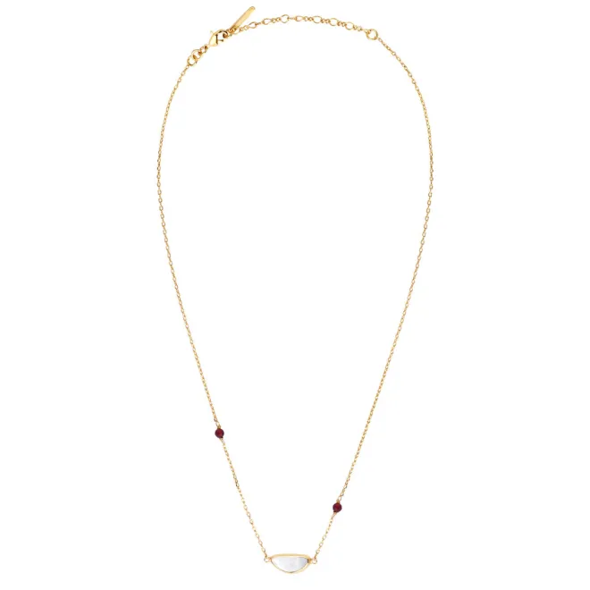 Lhasa pendant necklace - garnet and mother-of-pearl