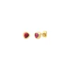 Lhasa pierced stud earrings in gold-tone metal and mother-of-pearl - red