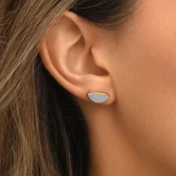 Lhasa pierced stud earrings - white mother-of-pearl