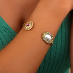Louise adjustable bangle bracelet - white