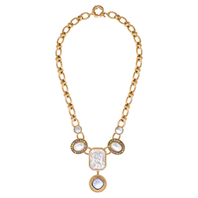 Louise cabochon necklace - white