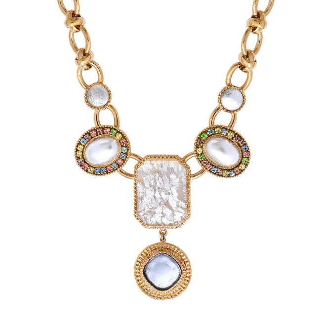 Louise cabochon necklace - white
