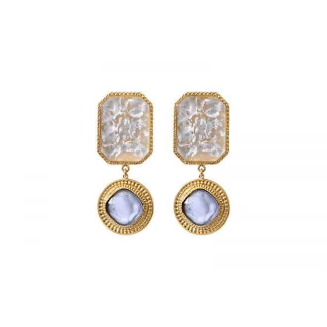 Louise clip-on drop earrings - white