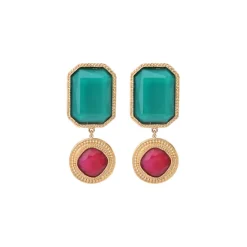 Louise clip-on earrings - turquoise and red