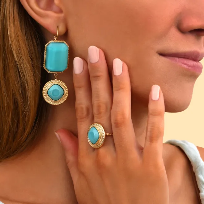 Louise dangle sleeper earrings - turquoise