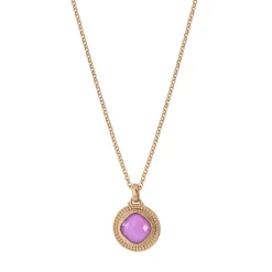 Louise faceted cabochon pendant necklace - pink