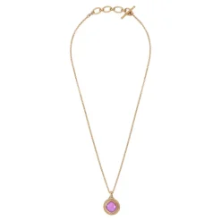 Louise faceted cabochon pendant necklace - pink
