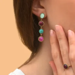 Louise long pierced stud earrings - blue