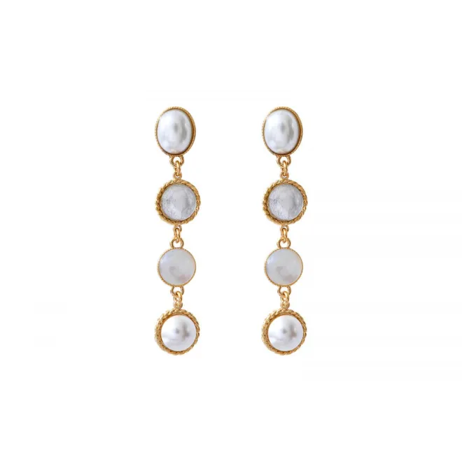 Louise long pierced stud earrings - white