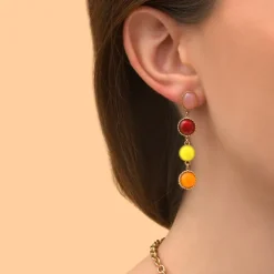Louise long stud earrings for pierced ears - red