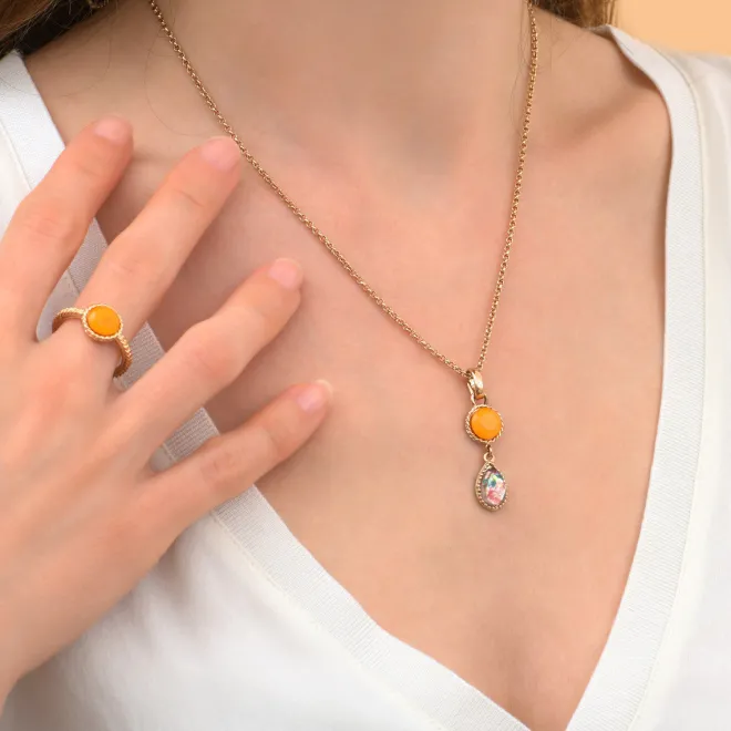 Louise pendant necklace - orange
