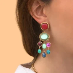 Louise pierced stud earrings - blue