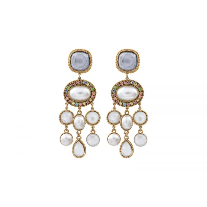 Louise pierced stud earrings - white