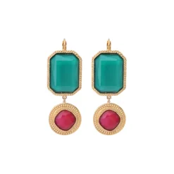 Louise sleeper earrings - turquoise and red