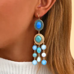 Louise sleeper earrings - turquoise and blue