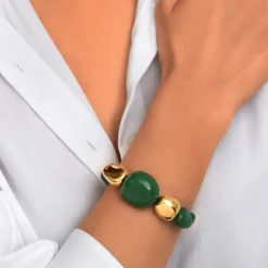 Loulou adjustable bracelet – green and gold