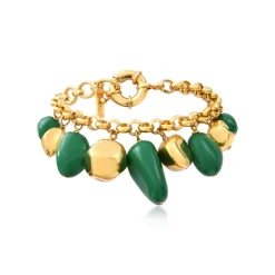 Loulou adjustable chain bracelet – green and gold