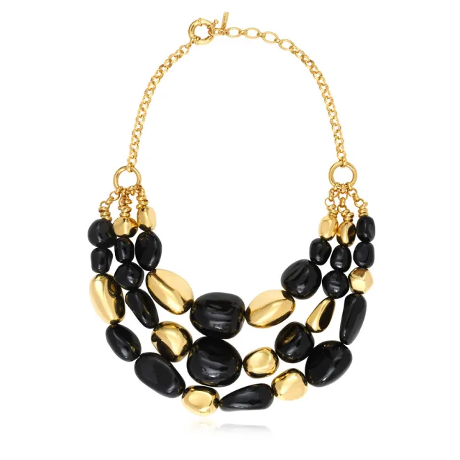 Loulou bib necklace – black and gold