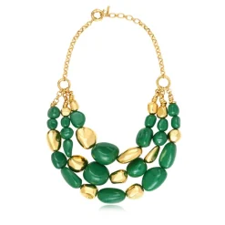 Loulou bib necklace – green and gold
