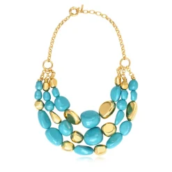 Loulou bib necklace – turquoise and gold