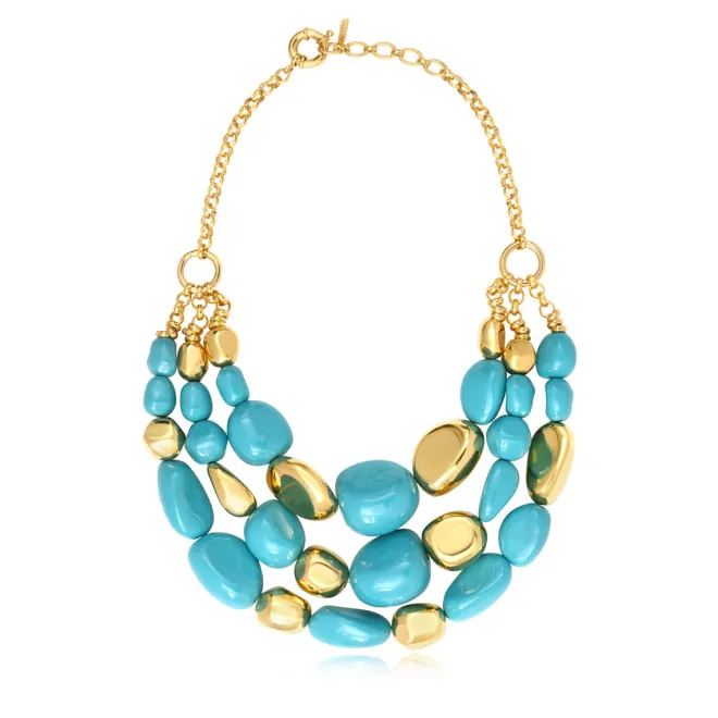Loulou bib necklace – turquoise and gold
