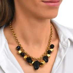 Loulou chain necklace – black and gold