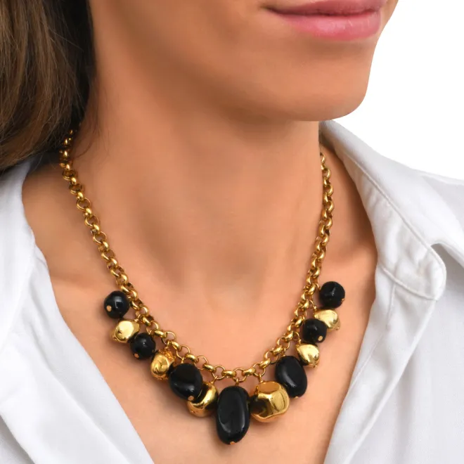 Loulou chain necklace – black and gold