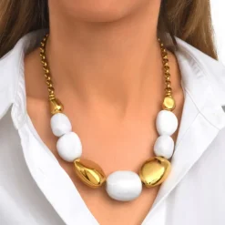 Loulou chain necklace – gold and white