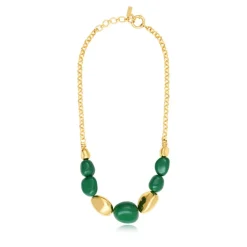 Loulou chain necklace – green and gold