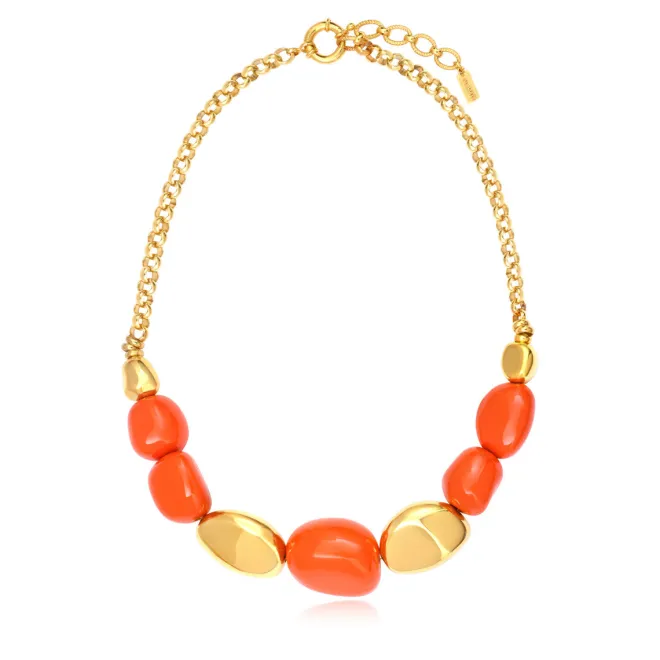Loulou chain necklace – orange and gold