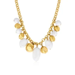 Loulou chunky chain necklace – gold and white