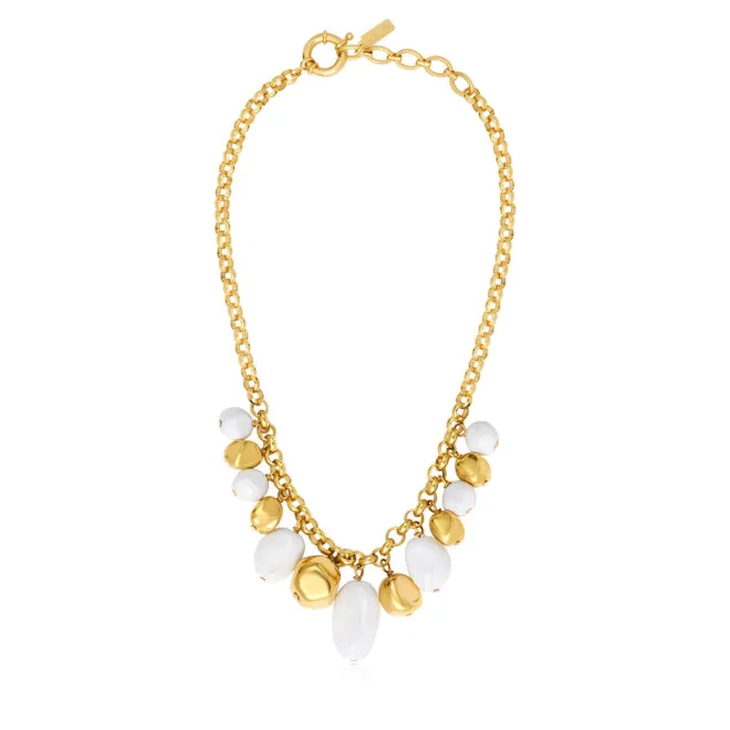 Loulou chunky chain necklace – gold and white
