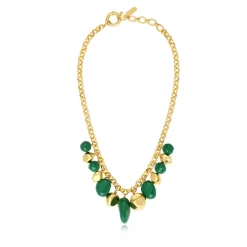 Loulou chunky chain necklace – green and gold