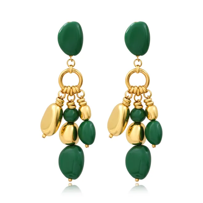 Loulou clip-on earrings – green and gold