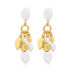 Loulou clip-on earrings – white and gold