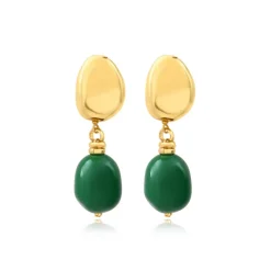 Loulou clip-on pendant earrings – green and gold