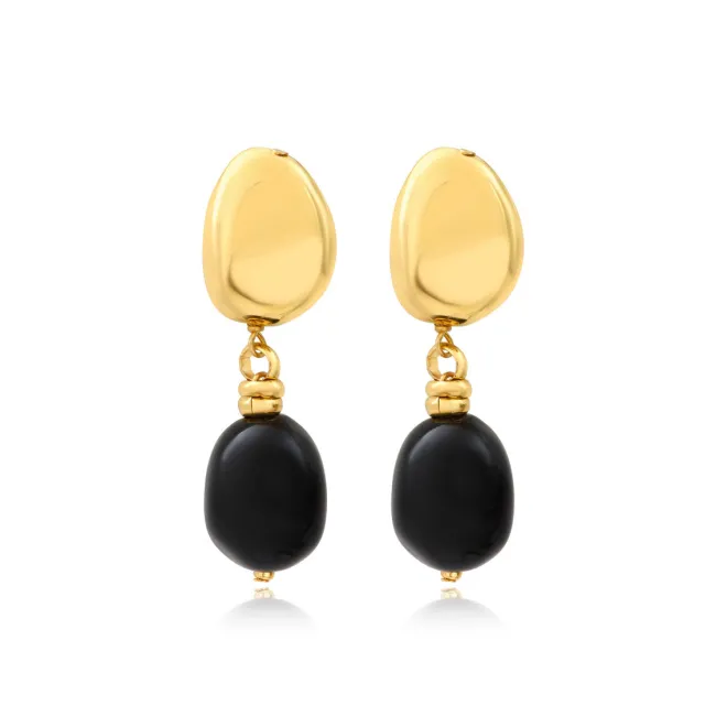 Loulou clip-on pendant earrings – black and gold