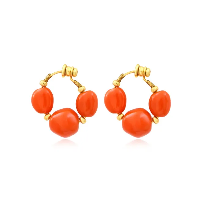 Loulou hoop earrings – orange and gold