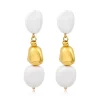 Loulou long clip-on earrings – white and gold