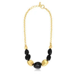 Loulou short chain necklace – black and gold