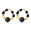 Loulou wide hoop earrings – black and gold
