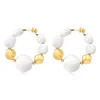 Loulou wide hoop earrings – gold and white