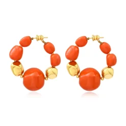 Loulou wide hoop earrings – orange and gold