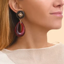 Lucky Charm Pierced Stud Earrings - Red